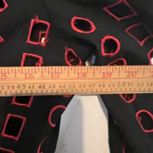 Samuel Dong Button Up Shirt Womens Small Black Red Geometric Cutout - Picture 7 of 11